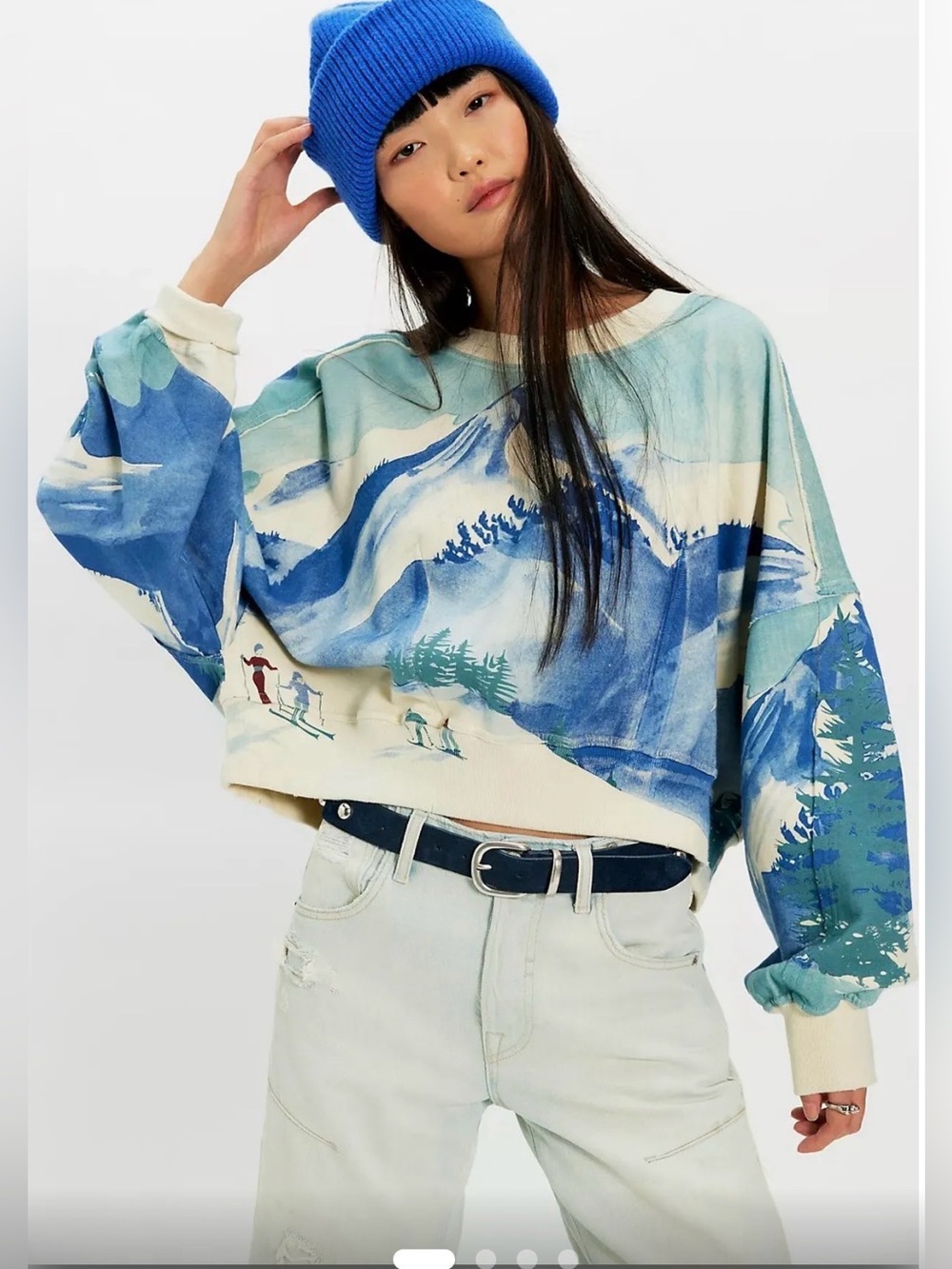 Free people Gaia sweater ski print